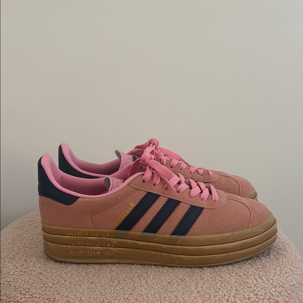 Pink and Navy Adidas Gazelle